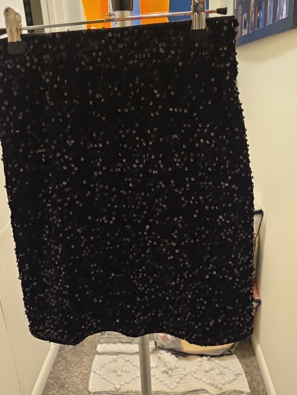 NWOT Black Sequin Mini Skirt - Sleek Evening Pencil